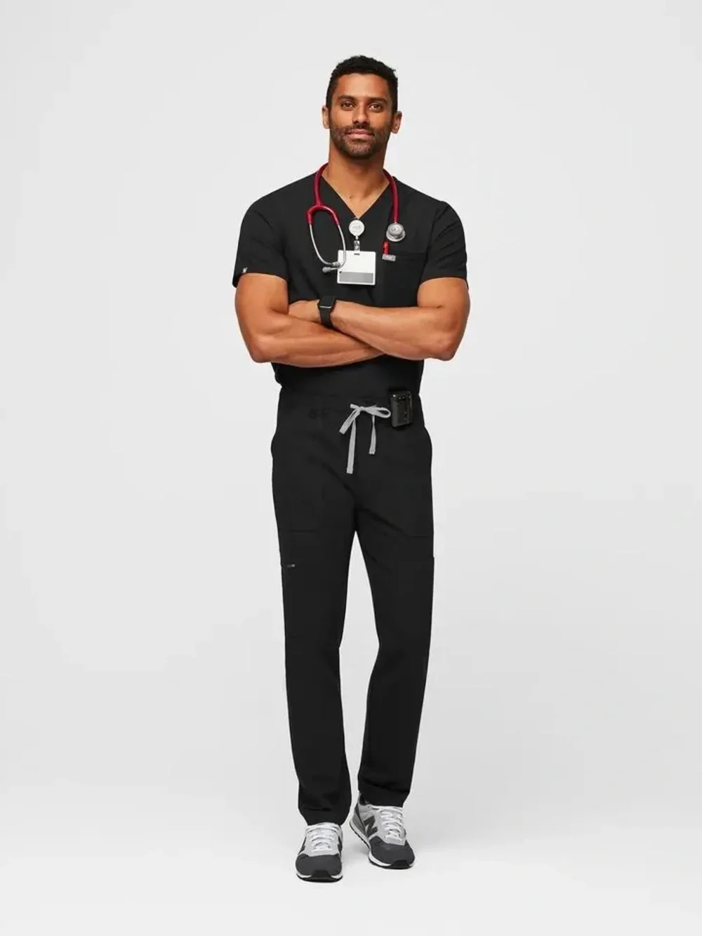 Figs Cairo Black Scrub Pants with Drawstring S